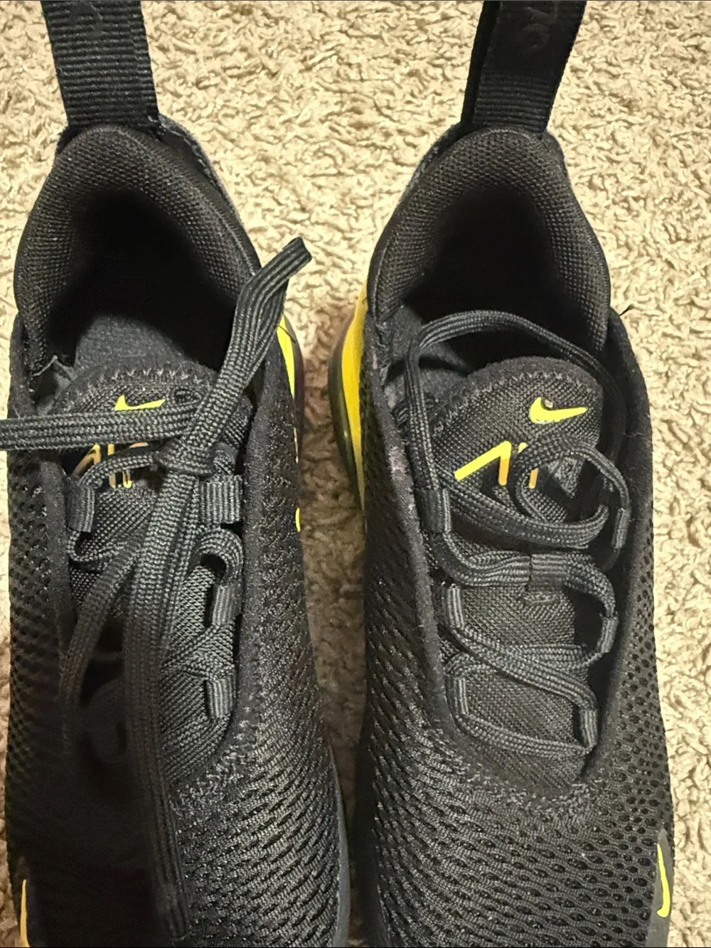 Nike Kids Black and Yellow Mesh Athletic Sneakers